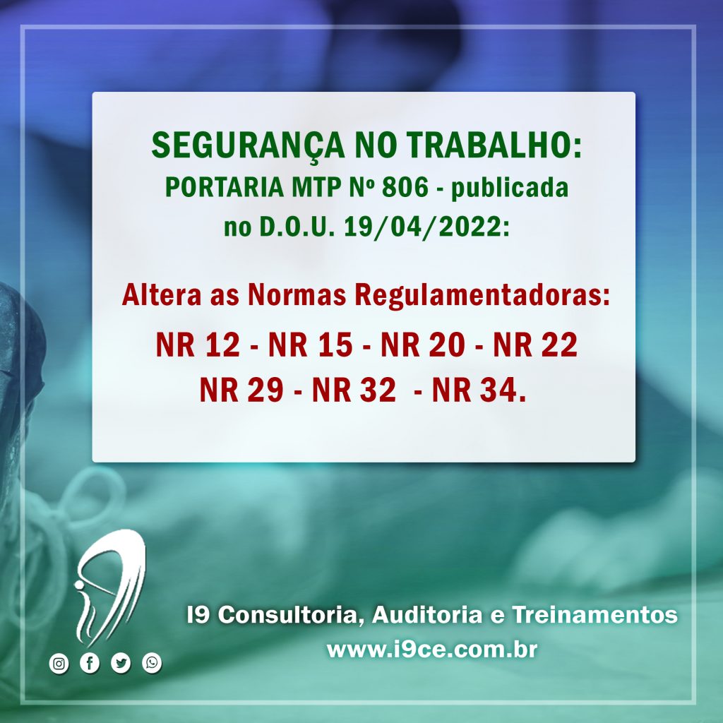 Portaria MTP N 806 - Altera Normas Regulamentadoras - I9 Consultoria ...